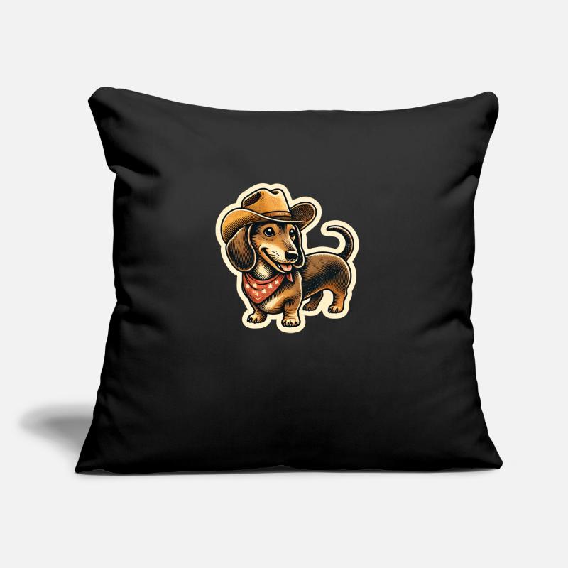 Linedance Geschenk Dackel mit Cowboyhut Sofakissen mit Füllung 45 x 45 cm