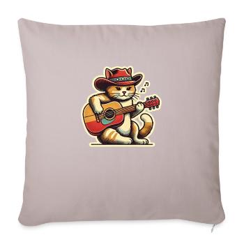 Chat avec chapeau de cow-boy jouant de la guitare - Coussin et housse de 45 x 45 cm - taupe clair - Devant