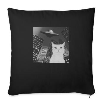 Funny cat Selfie UFO City - Sofa pillow with filling 45cm x 45cm - black - Front