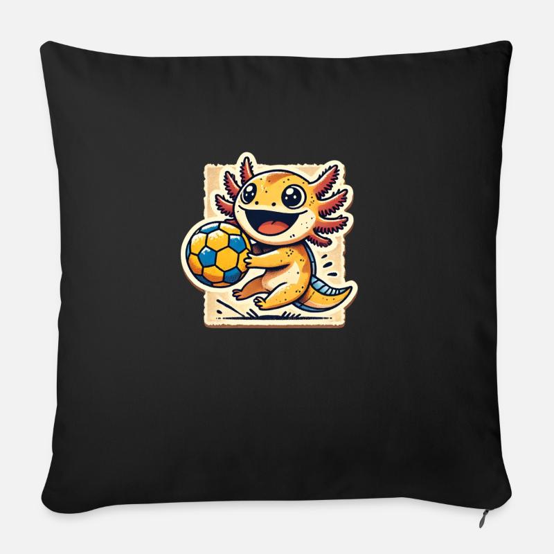 Axolotl playing handball - Sofa pillow with filling 45cm x 45cm - black