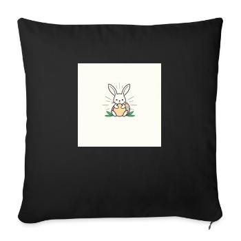 Ein Hase, der vor Aufregung ein Osterei sieht - Sofakissen mit Füllung 45 x 45 cm - Schwarz - Vorne