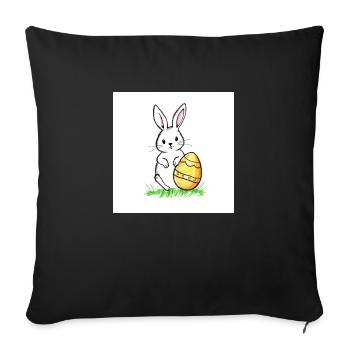 Der goldene Osterhase mit dem goldenen Osterei - Sofakissen mit Füllung 45 x 45 cm - Schwarz - Vorne