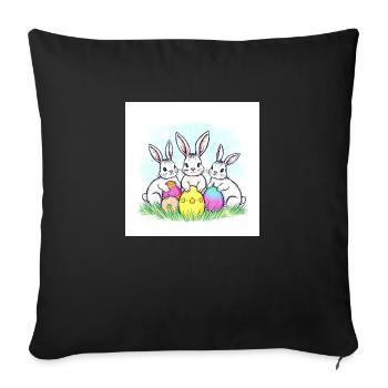 Drei glückliche Osterhasen - Sofakissen mit Füllung 45 x 45 cm - Schwarz - Vorne