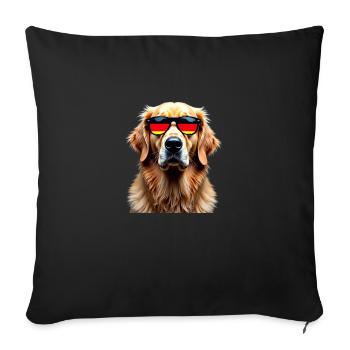 Chien Golden Retriever avec lunettes allemandes - Coussin et housse de 45 x 45 cm - noir - Devant