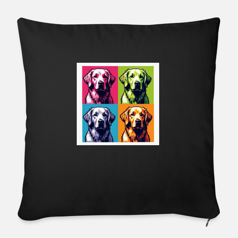 Pop Art Golden Retriever - Coussin et housse de 45 x 45 cm - noir