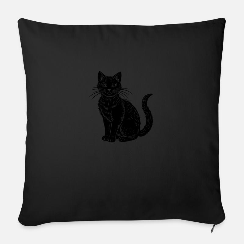 Schwarze Katze - Sofakissen mit Füllung 45 x 45 cm - Schwarz