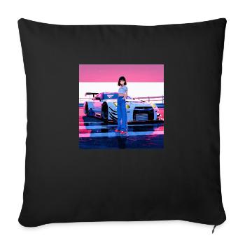 N-dless Nights: Anime Race day - Sofa pillow with filling 45cm x 45cm - black - Front