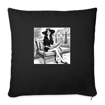 Le moment de calme d’une femme dans le jardin - Coussin et housse de 45 x 45 cm - noir - Devant