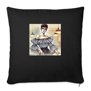 Audacieux en rayures Ruffle Blouse Sketch de mode - Coussin et housse de 45 x 45 cm - noir - Devant