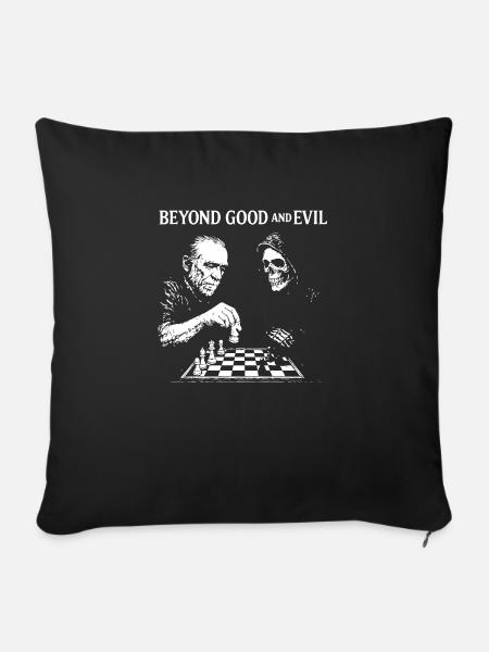 Bukowski spielt Schach gegen den Tod - Sofakissen mit Füllung 45 x 45 cm - Schwarz