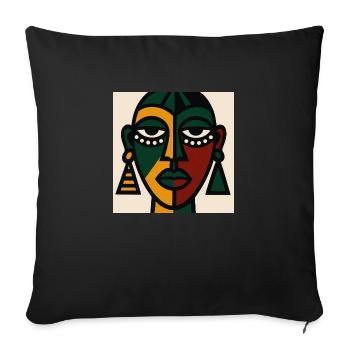 Masque tribal Africaine Moderne | Art cubiste - Coussin et housse de 45 x 45 cm - noir - Devant