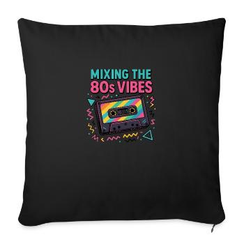 Mixing the 80s Vibes – Retro Kassette Neon Design - Sofakissen mit Füllung 45 x 45 cm - Schwarz - Vorne