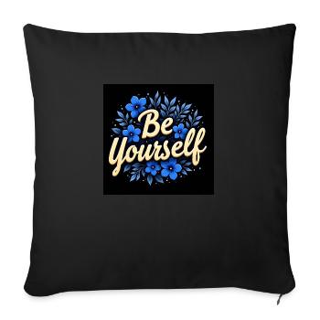 Be yourself flowers - Sofakissen mit Füllung 45 x 45 cm - Schwarz - Vorne