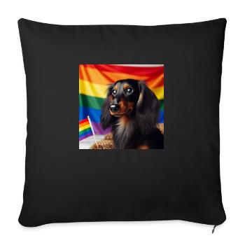 Dachshund in pride colors - Sofa pillow with filling 45cm x 45cm - black - Front