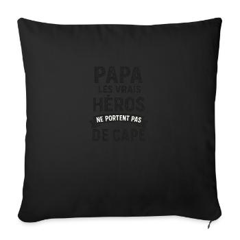papa super hero - Coussin et housse de 45 x 45 cm - noir - Devant