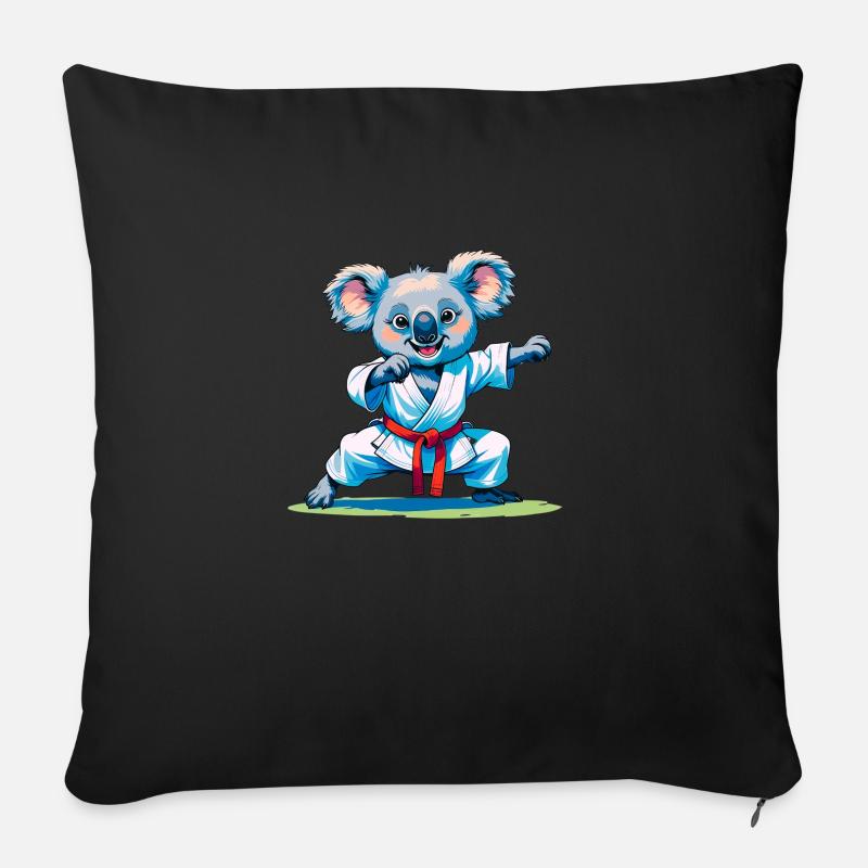 Koala beim Karate - Sofakissen mit Füllung 45 x 45 cm - Schwarz
