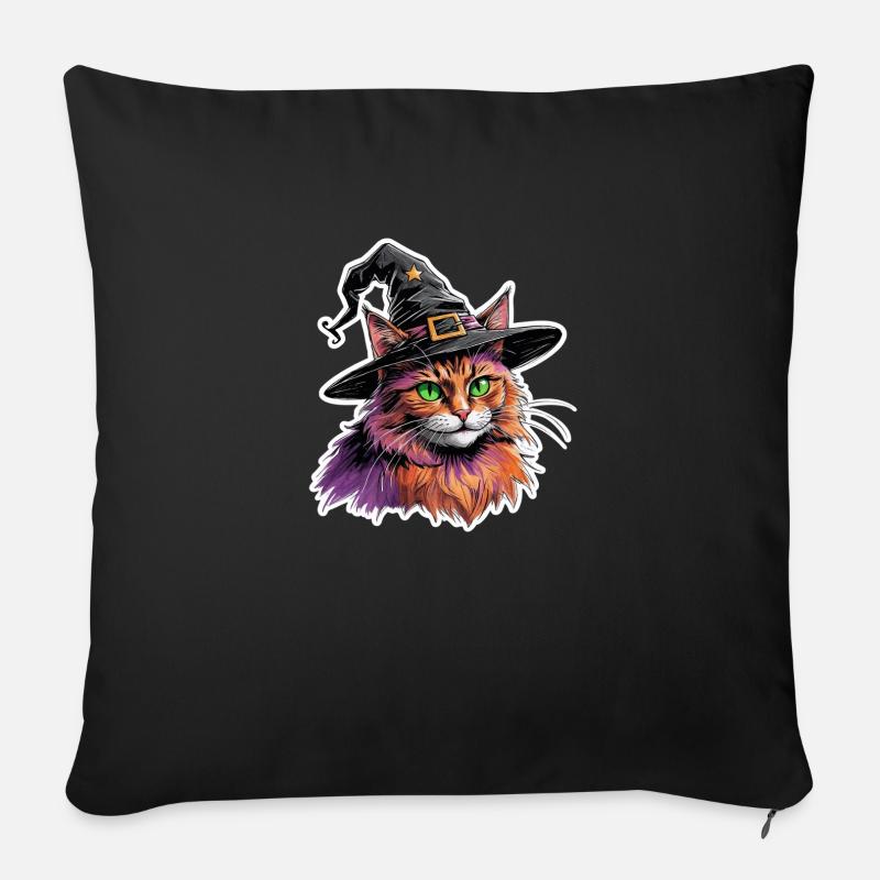 Hexen-Katze - Sofakissen mit Füllung 45 x 45 cm - Schwarz
