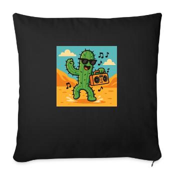 Cactus DJ – Le King du Désert - Coussin et housse de 45 x 45 cm - noir - Devant