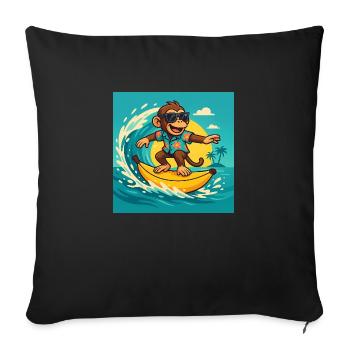 Surfing Monkey – Tropical Banana Vibes - Sofa pillow with filling 45cm x 45cm - black - Front