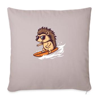 Surfender Igel mit Sonnenbrille - Sofakissen mit Füllung 45 x 45 cm - helles Taupe - Vorne