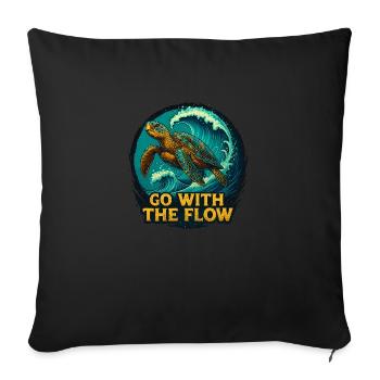 Go With The Flow – Surfer-Schildkröte - Sofakissen mit Füllung 45 x 45 cm - Schwarz - Vorne