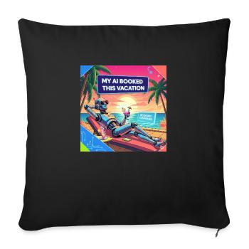 AI Paradise Vacation Robot Tee - Coussin et housse de 45 x 45 cm - noir - Devant