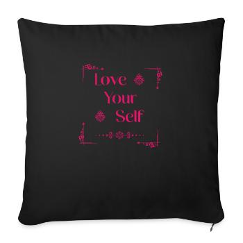 Love Yourself – Motivational Quote Design - Coussin et housse de 45 x 45 cm - noir - Devant