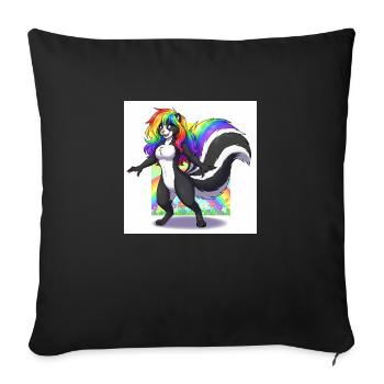 Verzauberte Welt (Rainbow-Haired Skunk) - Sofakissen mit Füllung 45 x 45 cm - Schwarz - Vorne