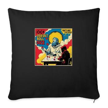 Divine Gamble: RPG Scene with Dice and Deity - Sofa pillow with filling 45cm x 45cm - black - Front