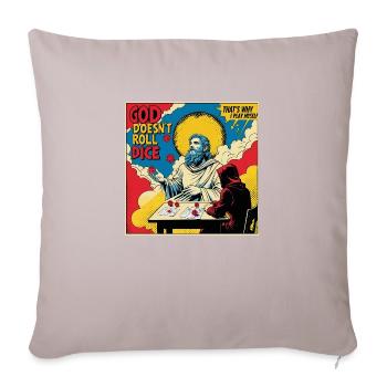 Divine Gamble : Scène de RPG avec dés et divinité - Coussin et housse de 45 x 45 cm - taupe clair - Devant