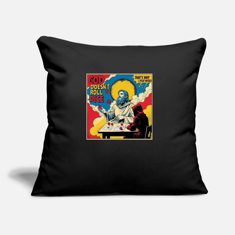Divine Gamble : Scène de RPG avec dés et divinité Coussin et housse de 45 x 45 cm