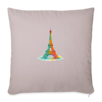 Tour Eiffel Paris Peinture à l’aquarelle - Coussin et housse de 45 x 45 cm - taupe clair - Devant