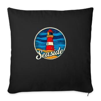 Lighthouse Seaside Vintage - Sofa pillow with filling 45cm x 45cm - black - Front