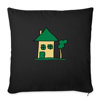house - Sofa pillow with filling 45cm x 45cm - black - Front
