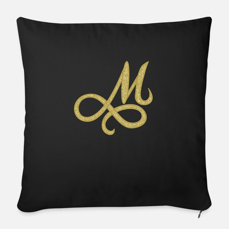 M - gold, letter, alphabet, monogram - Sofakissen mit Füllung 45 x 45 cm - Schwarz