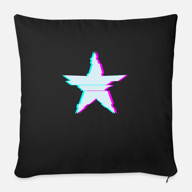 Étoile avec effet glitch - Coussin et housse de 45 x 45 cm - noir