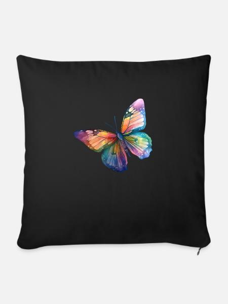 Schmetterling Regenbogenfarben - Sofakissen mit Füllung 45 x 45 cm - Schwarz
