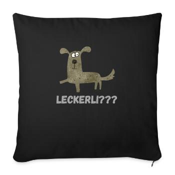 Leckerlii / Hund / Rasse / Geschenks Idee - Sofakissen mit Füllung 45 x 45 cm - Schwarz - Vorne