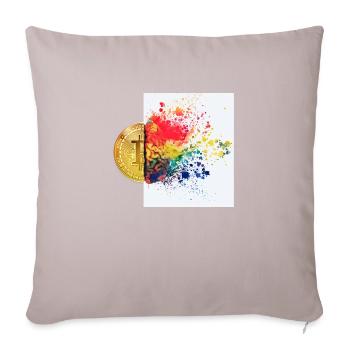 Crypto Brain 1 Bitcoin BTC ETH - Coussin et housse de 45 x 45 cm - taupe clair - Devant