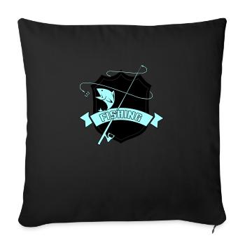Armoiries de la pêche - Coussin et housse de 45 x 45 cm - noir - Devant