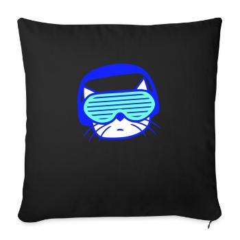 DJ Cat Head Face Party Club Musique Animal de compagnie - Coussin et housse de 45 x 45 cm - noir - Devant