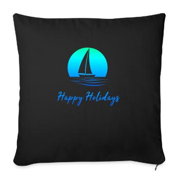 Segelboot Design - Happy Holidays - Sofakissen mit Füllung 45 x 45 cm - Schwarz - Vorne