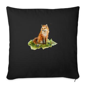 Clever fox in the blueberry bush - Sofa pillow with filling 45cm x 45cm - black - Front