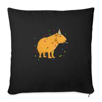 Anniversaire de Capybara - Coussin et housse de 45 x 45 cm - noir - Devant