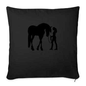 Frau Mit Pferd Silhouette Vertrauen - Sofakissen mit Füllung 45 x 45 cm - Schwarz - Vorne