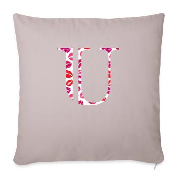 Lettre u bisous - Coussin et housse de 45 x 45 cm - taupe clair - Devant