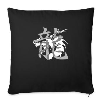 dragon27 blanc kanji dragon gris - Coussin et housse de 45 x 45 cm - noir - Devant