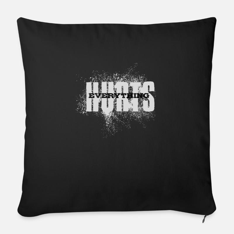 EVERYTHING HURTS - police blanche noire - Coussin et housse de 45 x 45 cm - noir