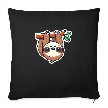 Cute Sloth hanging on branch, Love Sloths - Sofa pillow with filling 45cm x 45cm - black - Front
