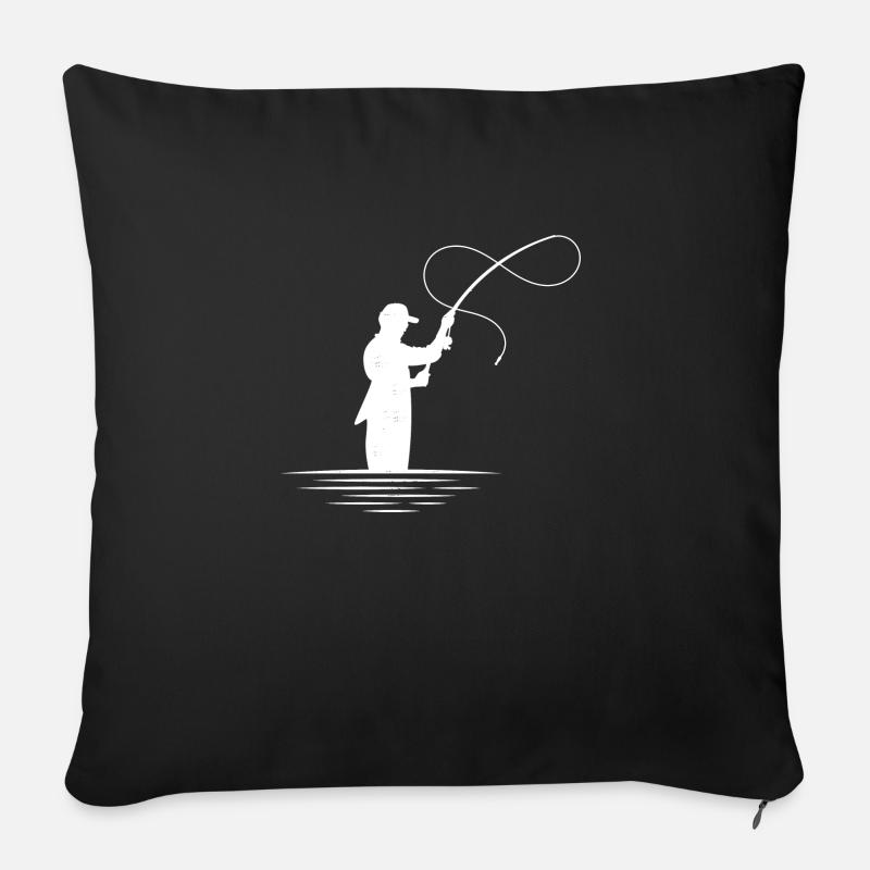 Fluefiskeri - Sofapude med fyld 45 x 45 cm - sort